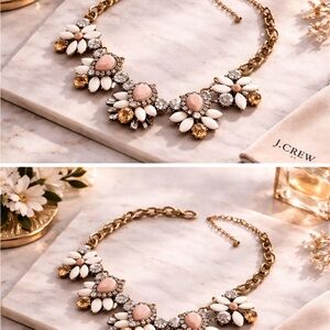 J. Crew Gold and Pink Floral Necklace